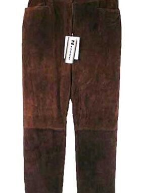 PANTS, SUEDE, NYGARD, MISSES 12, DARK BROWN, FULLY LINED, TWO POCKETS, HIGH QUAL